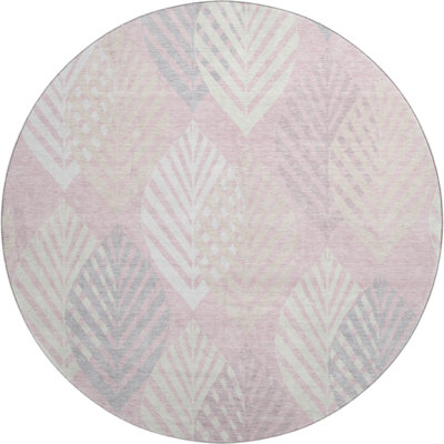 Premium Machine Washable Prisco Pink Rug