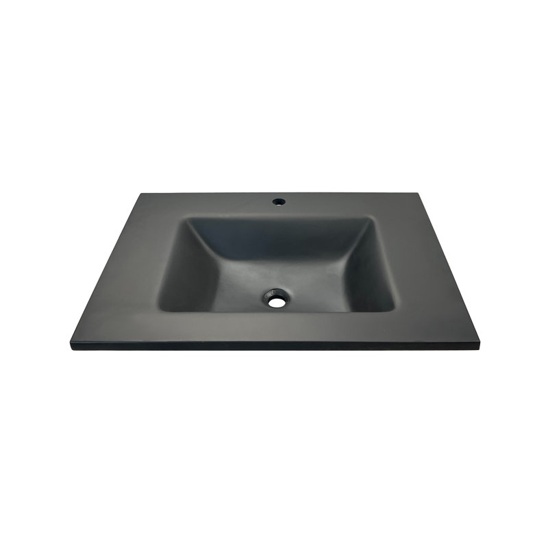 31'' Black Concrete Single Bathroom Vanity Top with Rectangular Sink