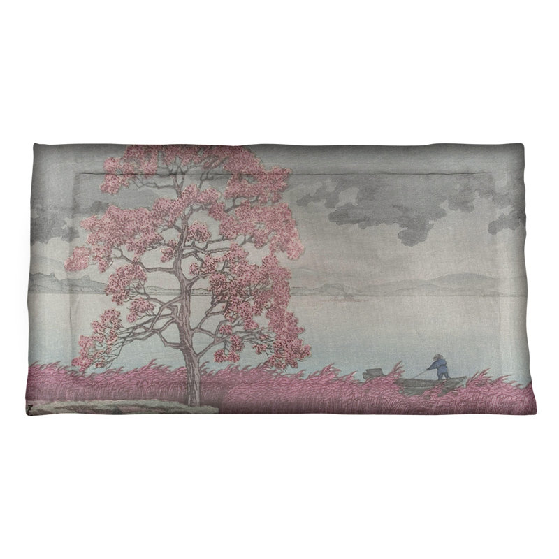 Taie décorative Hasui Kawase, Grand lit, Microfibre, Rose