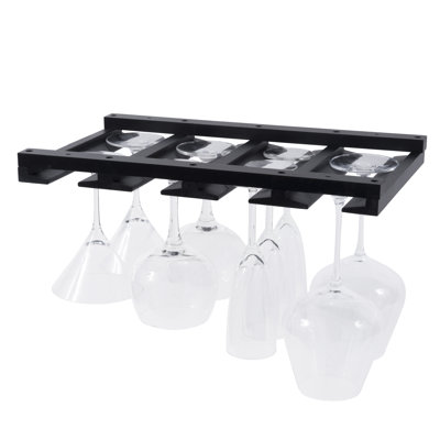 Adreona Solid Wood Hanging Wine Glass Rack in White