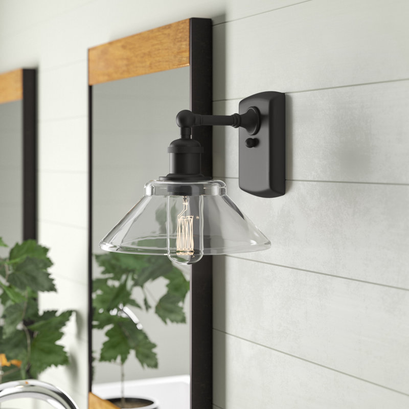 Newton St Loe Armed Sconce, Matte Black, Incandescent, Clear