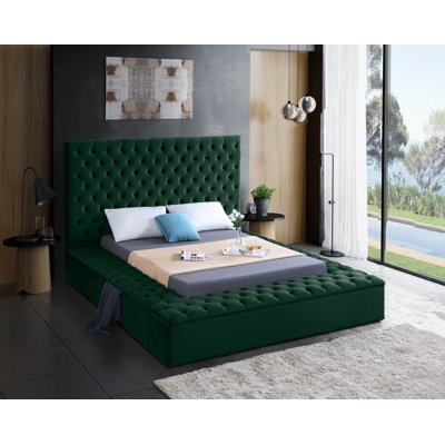 Lit plateforme tapissier avec rangement Johnnay
