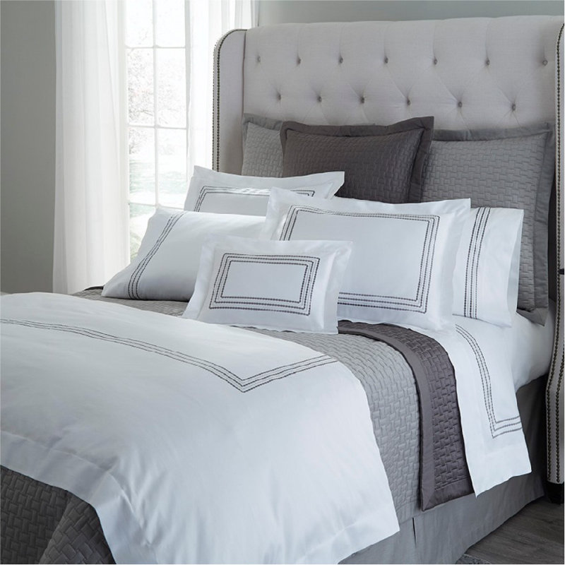 Stella Sateen Pair of Pillowcases, King, Natural Charcoal