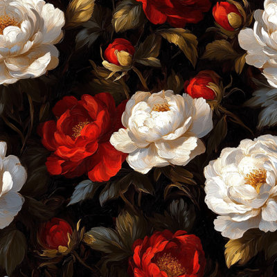 Floral Wallpaper Red And White Wallpaper Peel And Stick Flower Wall Mural