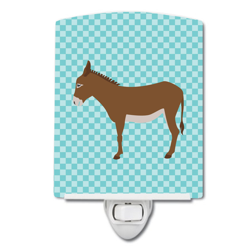 Cotentin Donkey Check Ceramic Night Light, Blue