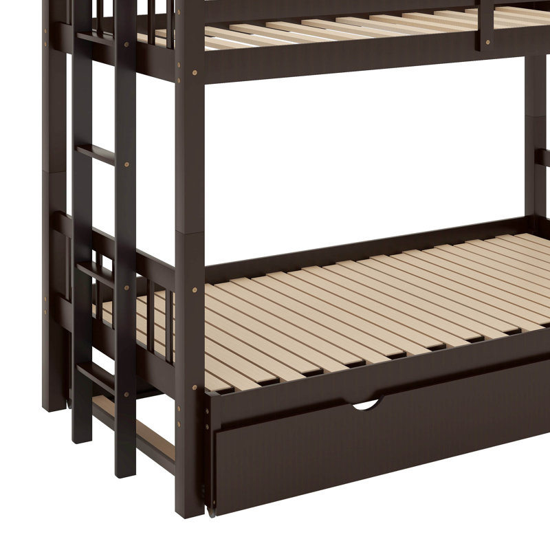Twin Over Pull-Out Bunk Bed With Trundle, Espresso