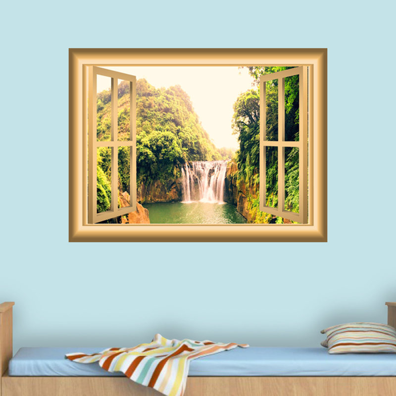 Adhésif décoratif cascade fenêtre 3D, H 36 po x l 46 po x P 0,01 po