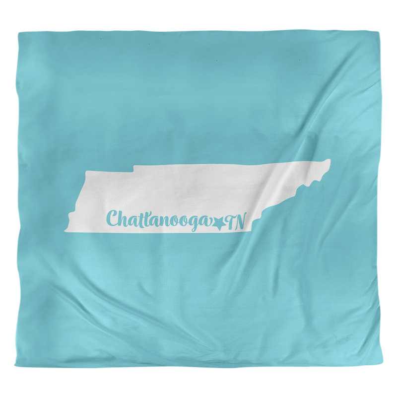 Housse de couette réversible simple Chattanooga Tennessee, Housse de couette pour très grand lit, Bleu sarcelle
