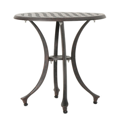 19" Cast Aluminum Side Table For Outdoor, Classic Charisma Table, Bronze Finish, Elegant Outdoor Use
