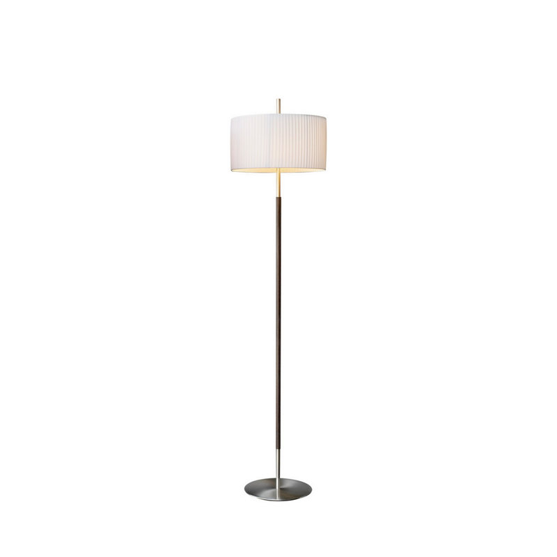 Lampe sur pied 64,17 po Danona, Ruban blanc translucide, Nickel satiné / brun foncé