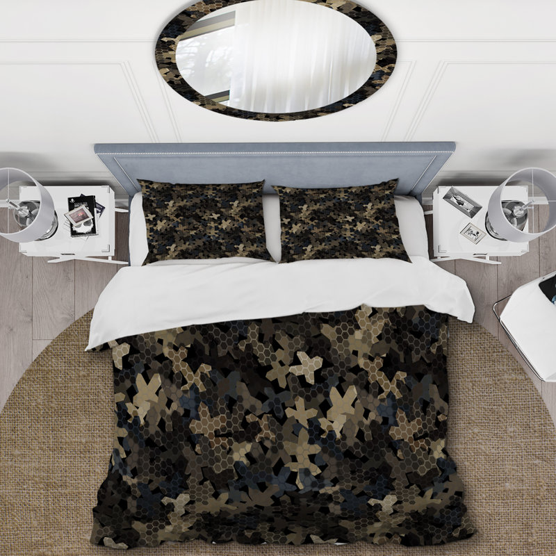 Military Black Camouflage - Abstract Duvet Cover Set - Microfiber Polyester