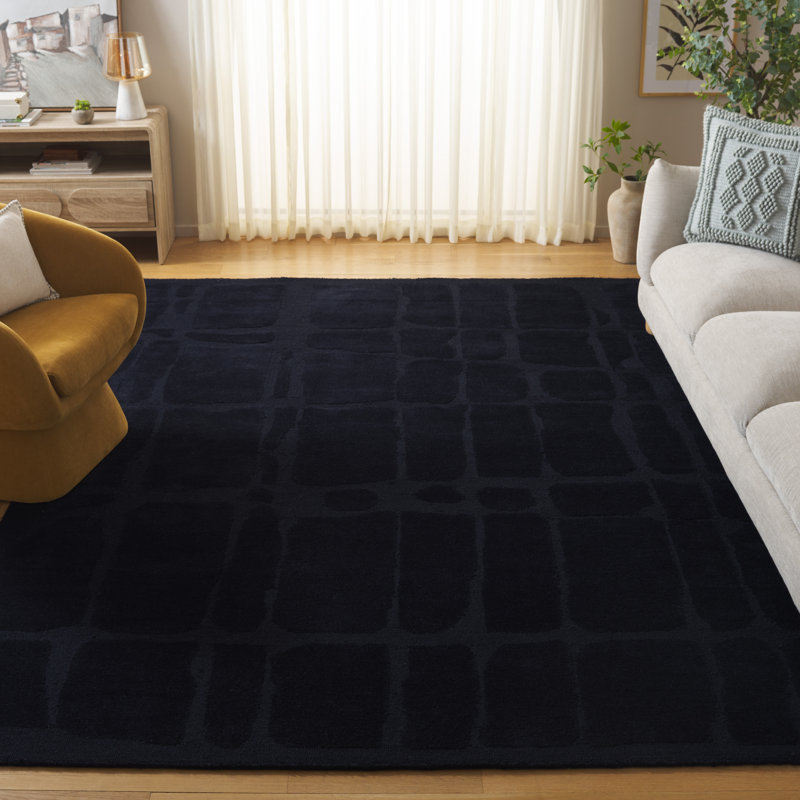 Rodeo Drive 678 Hand Tufted Wool/Cotton Abstract Rug in Black, Rectangle 8' x 10'
