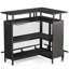 Unité de bar en forme de L 36 po x 48 po avec repose-pieds - Armoire de coin moderne avec tablettes à 2 niveaux et supports en verre, mini table de bar industrielle noire pour la maison, la cuisine ou le pub