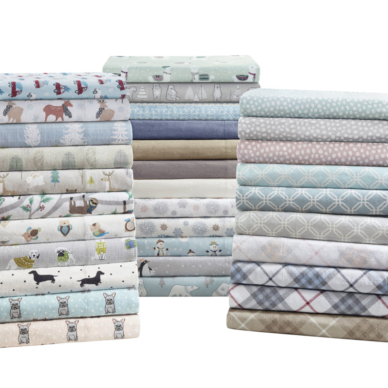 Aqua Dots Twin Cotton Flannel Sheet Set
