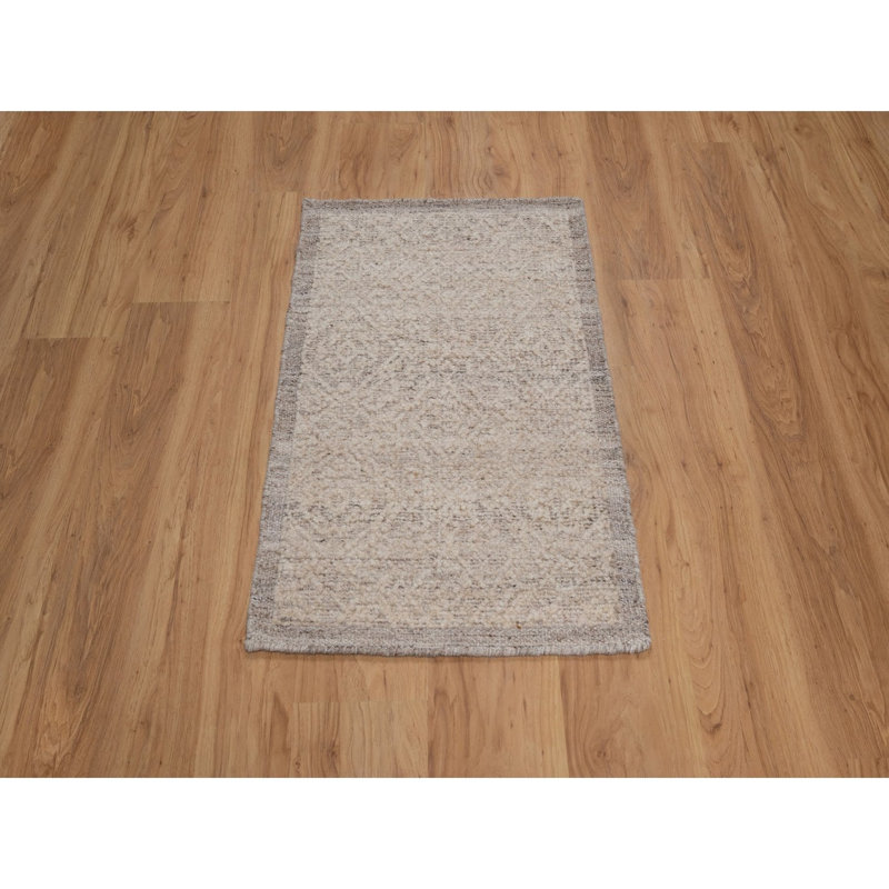 2 pi x 3 pi 1 po brun castor, motif moderne panaché, laine naturelle non tissée, tissage plat empilé, ton sur ton, texturé, noué à la main, échantillon, tapis, tapis oriental