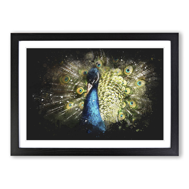 Peacock Vol.2 - Picture Frame Graphic Art, 36cm H x 48cm W x 2cm D, Black Framed