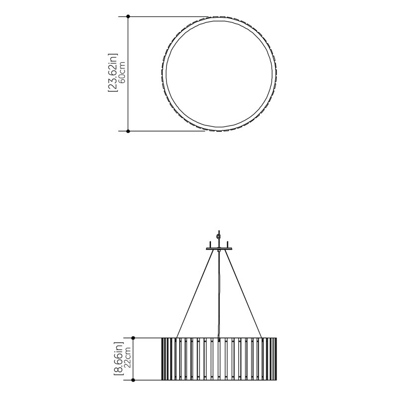 3 - Light Chandelier, Maple, 8.58" H x 23.4" W x 23.4" D