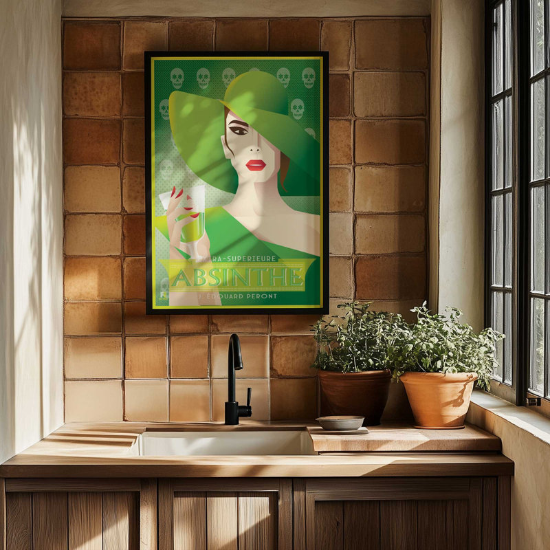 «Absinthe Reverie», reproduction d'art, Noyer, Impression encadrée sans passe-partout, H 15 po x l 12 po