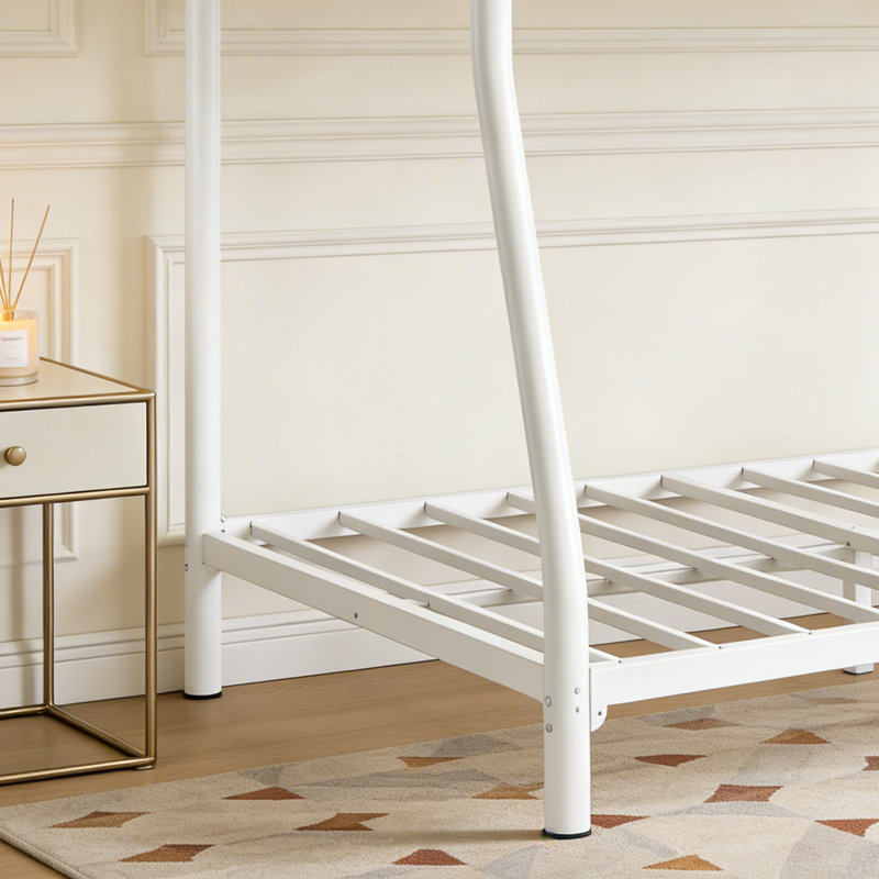 Lit simple superposé au dessus d'un lit double BLANC