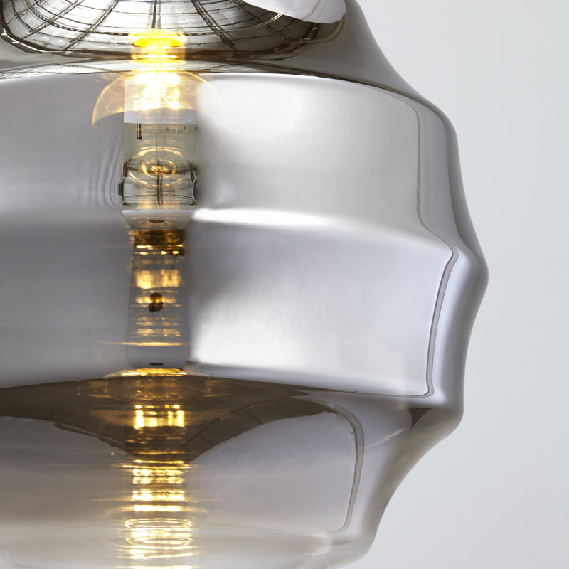 Orbis Noir 16" Globe Pendant with Ribbed Glass Shade