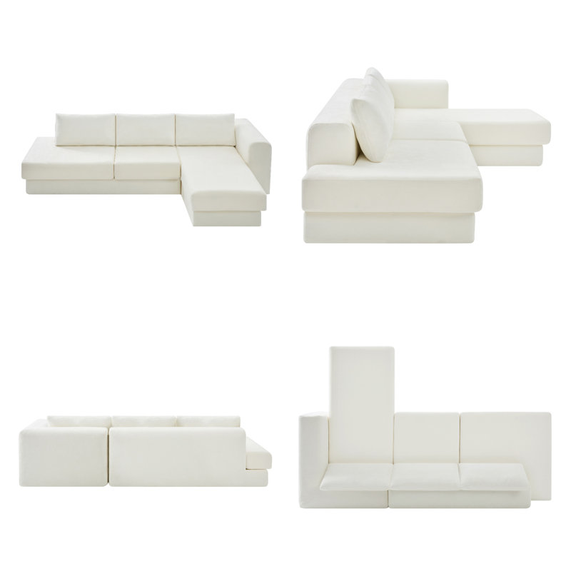 Ensemble de canapé modulaire en L CloudComfort - Canapé modulaire réversible en chenille avec coussins double couche, canapé d'angle de 113 po pour espaces de vie principaux