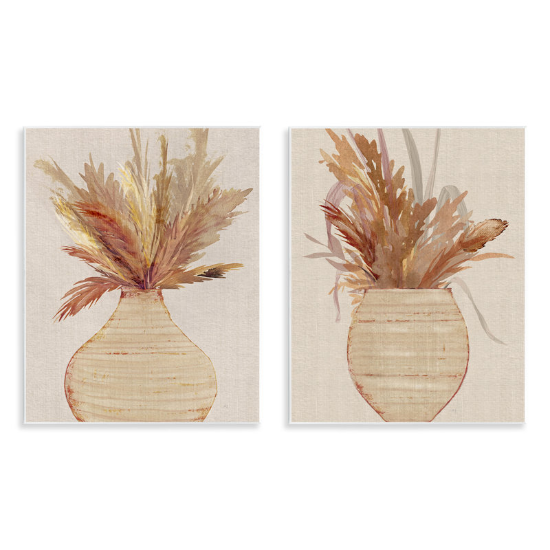 Ensemble de 2 plaques murales "Peather Feather Pampas" par Susan Jill
