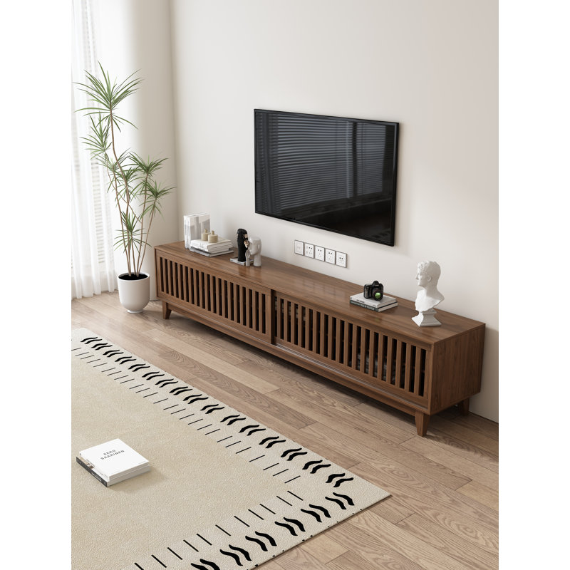 94.48" Walnut Tv Stand Entertainment Center Storage Shelves With Ample Storage – Stylish Entertainment Center For Living Room Or Bedroom