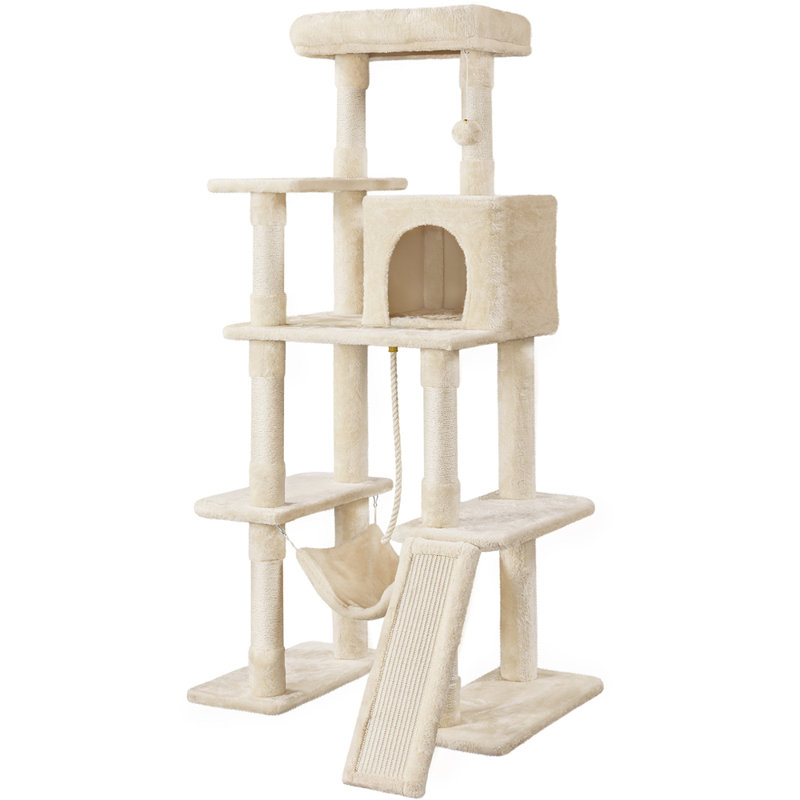 Manorbier 63" H Multilevel Cat Tree for Small and Medium Cats, Beige