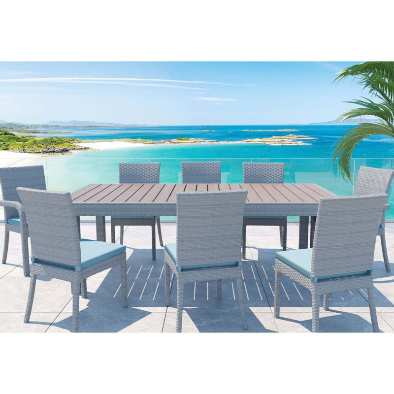 Ensemble de table de salle à manger d'extérieur 9 pièces Balcones avec 8 chaises