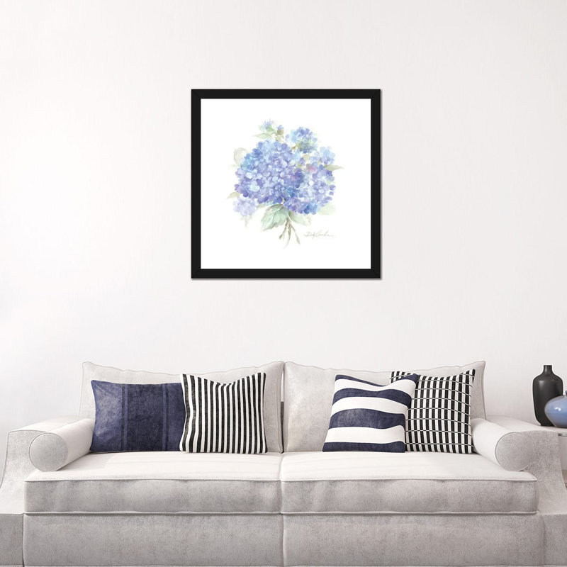 Reproduction d’art, "hydrangeas I" par Debi coules, H 24 po x l 24 po x p 1 po, Papier encadré noir, Blanc