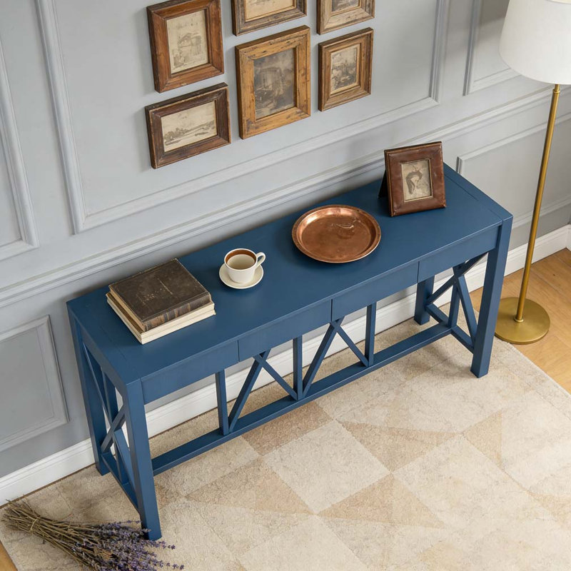 Canapé avec rangement spacieux en acacia, Navy Blue