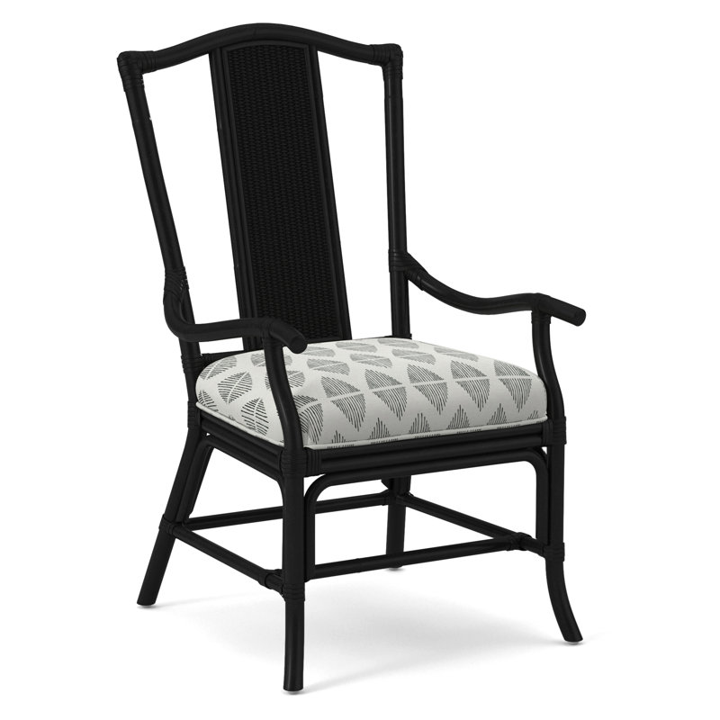 Drury Lane Slat Back Dining Arm Chair, Black, Gray Sugar Performance; 0863-84