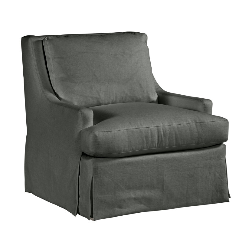 Fauteuil à housse en lin de 35 po de large Royce, Gris anthracite Cristo