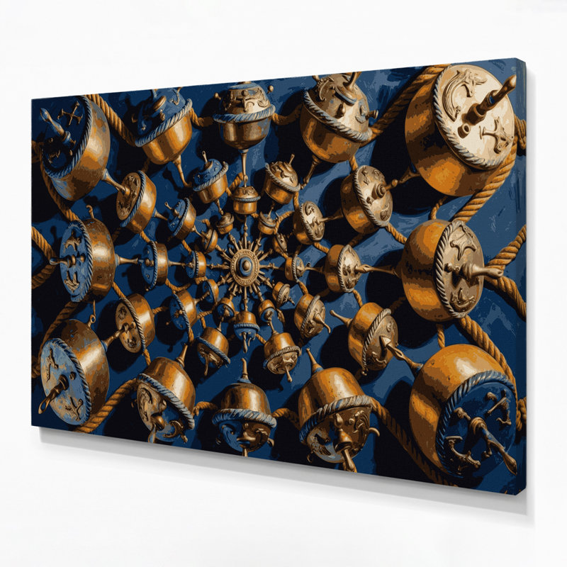Art nautique gris sur toile, H 12 po x l 18 po
