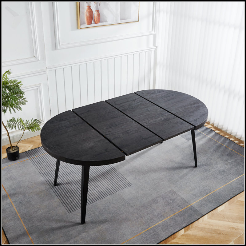 Table de salle à manger et de bureau extensible avec plateau en panneau de fibres à densité moyenne durable et pieds en métal, pour une utilisation polyvalente et un design élégant.
