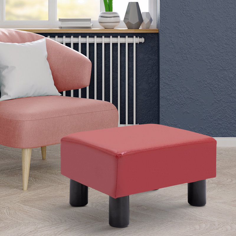 Repose-pieds rectangulaire rembourré en similicuir, siège rembourré en mousse avec pieds en plastique