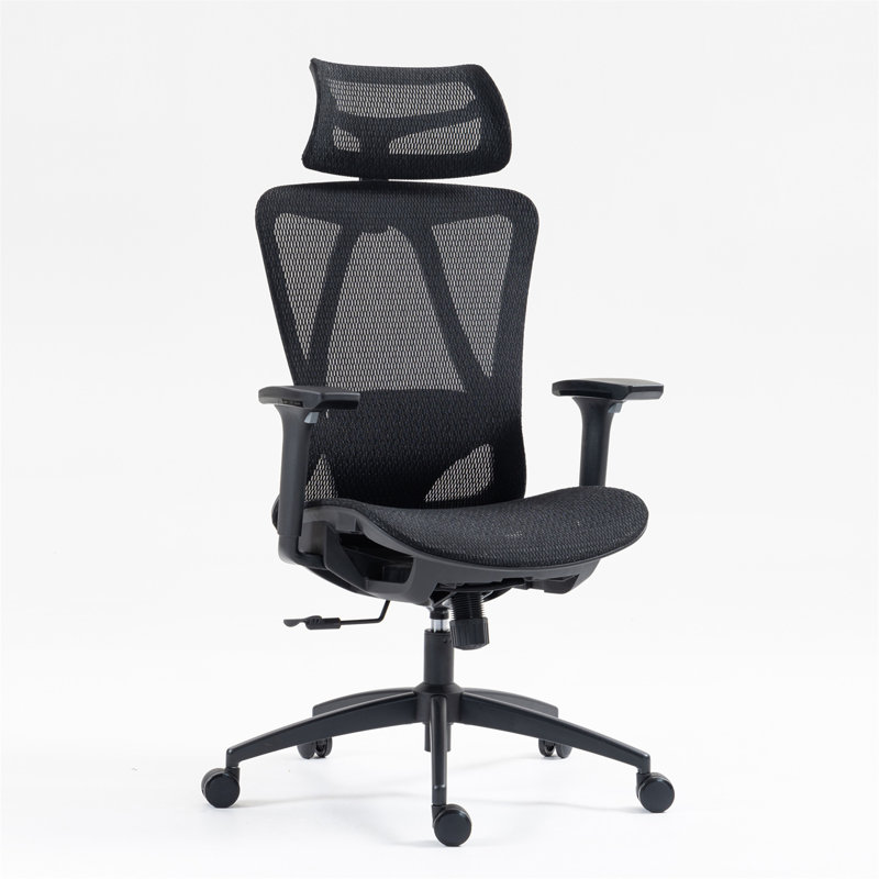 High Back Mesh Office Chair:8360HW-BK, Black, Black