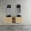 Meuble-lavabo mural de 60 po avec lavabo d'art en céramique, tablettes de rangement, porte à fermeture en douceur et fabrication en contreplaqué durable