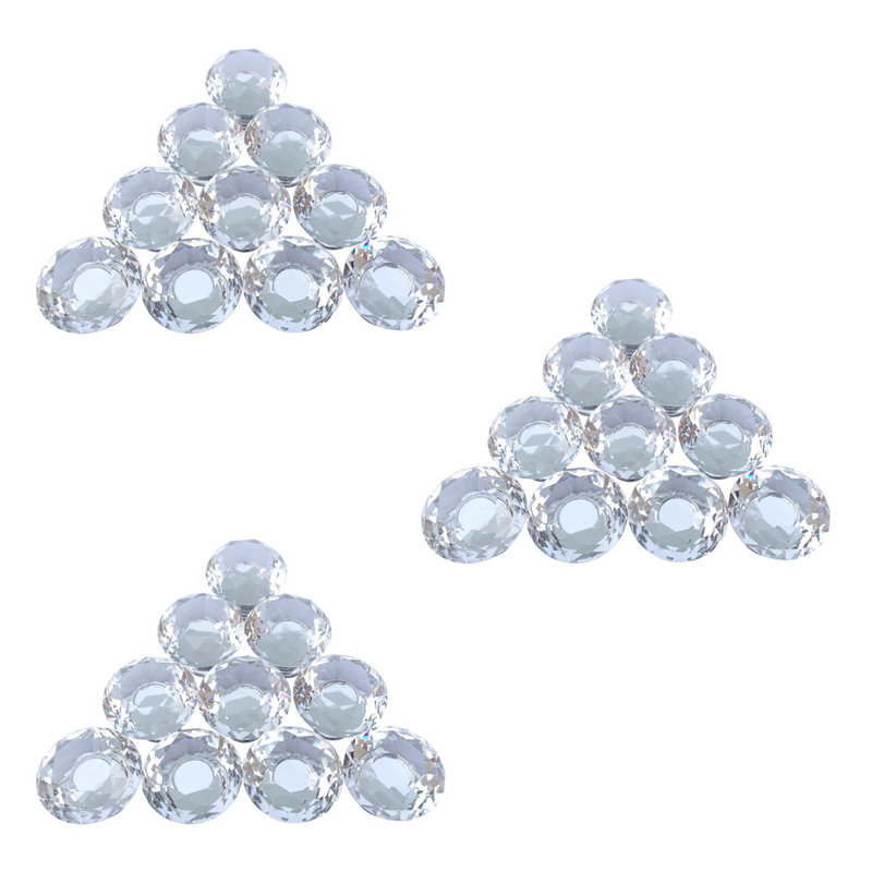 Ensemble de 3 poignées en verre avec poignées en forme de diamant