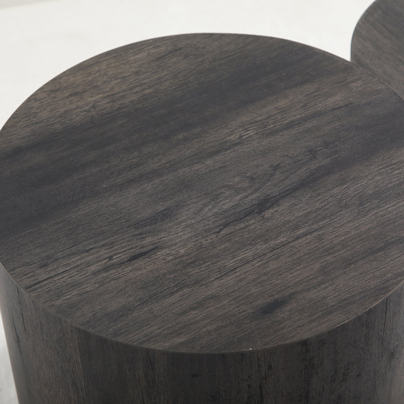Ensemble de 2 gigognes gigognes avec base robuste, Grain de bois noir