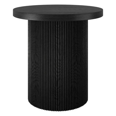 Isa 22" Wide Round Fluted Side Table in Black Grain