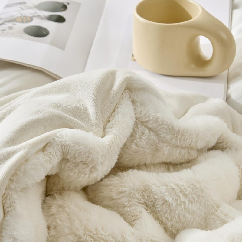Chunky Bunny on a Snowday - Coma Inducer Oversized Comforter Set - Plush Reverse - Fluffy White