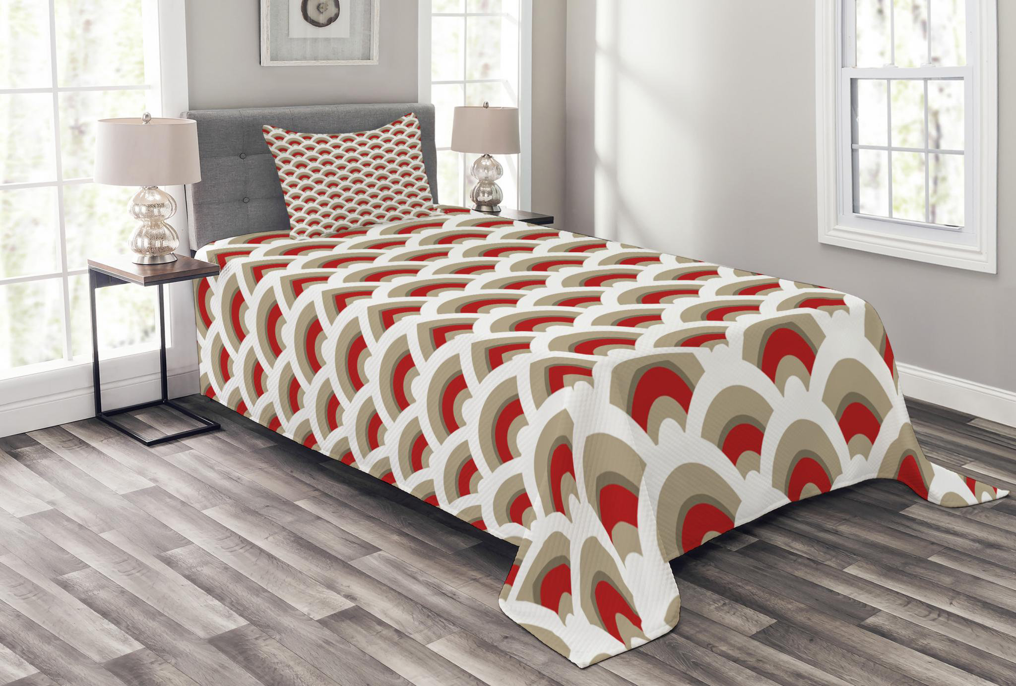 Ambesonne Abstract Orange/Tan Microfiber Coverlet Set | Wayfair