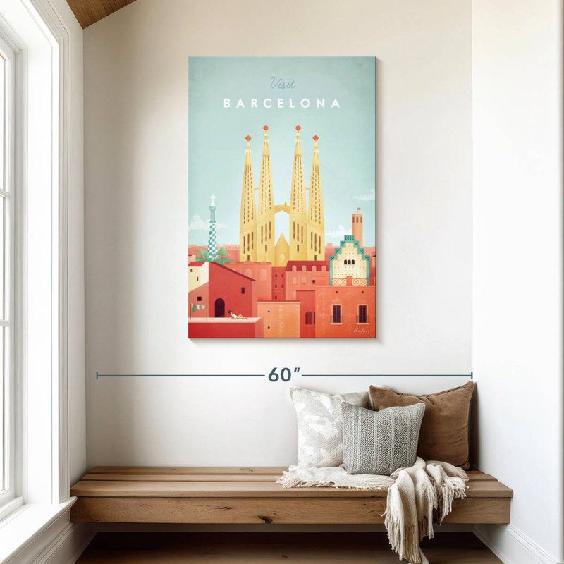 Affiche de voyage rétro Aime Barcelona, H 45 po x l 30 po