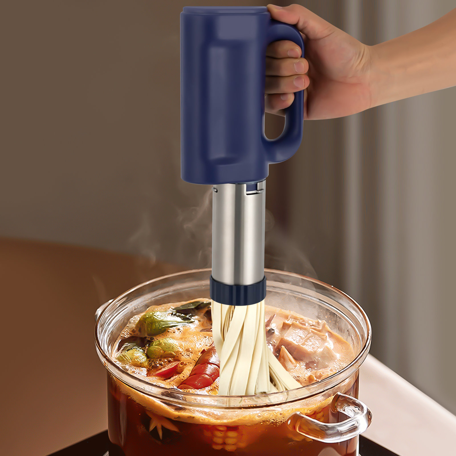 Macchina Per Pasta Elettrica Portatile - 50W, Acciaio Inox, 5 Dischi, Ricarica USB - Foto 8