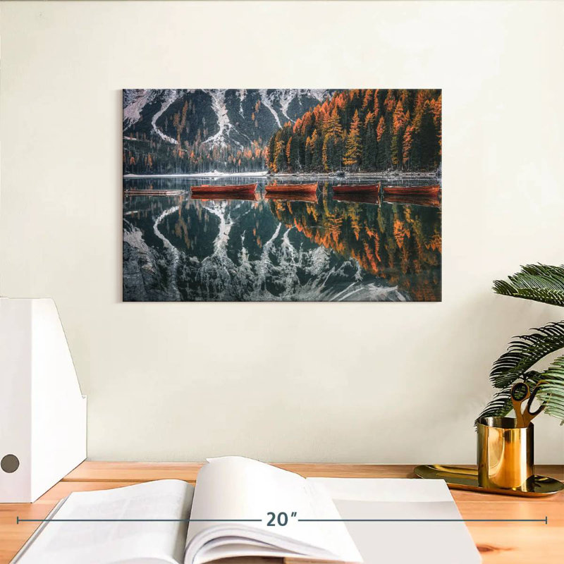 Bateaux Alvord au lac Braies, H 8 po x l 12 po