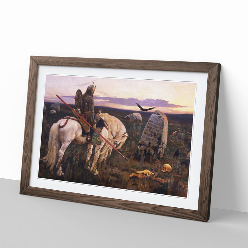 Knight at the Crossroads by Viktor Vasnetsov - Picture Frame Painting, Walnut Framed, 48cm H x 65cm W x 2cm D