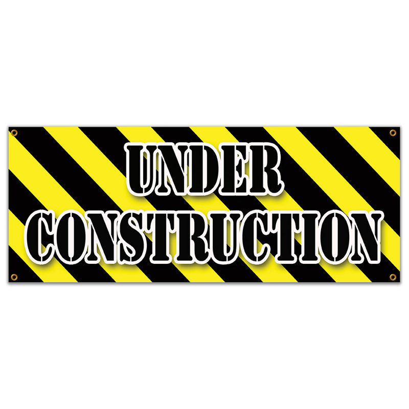 Bannière UN Under Construction, H 18 po x l 48 po x 0,1 po