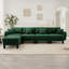 Canapé modulaire en L convertible en forme de L pour 4 personnes avec accoudoirs en forme de coquillage et repose-pieds amovible et pieds cylindriques enveloppés de tissu vert Boucle-1021815975-1009154042