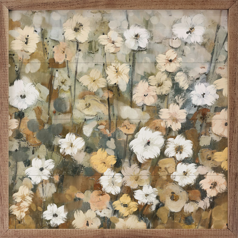 «Abstracted Florals 3 Neutral By Nina Blue» sur panneau de fibres à densité moyenne / bois massif, H 24 po x l 24 po